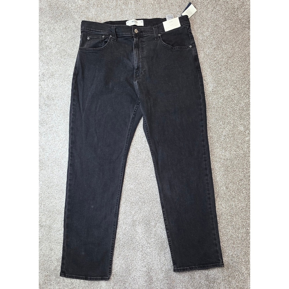 Hollister Mens Loose Fit Stretch Jeans Faded Black Denim 36x32 NWT
457